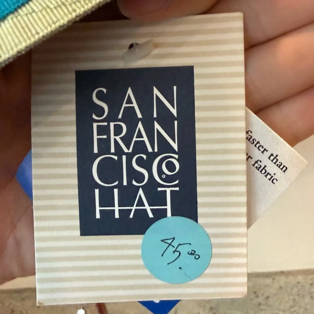 Striped Blue and Cream Bucket Hat